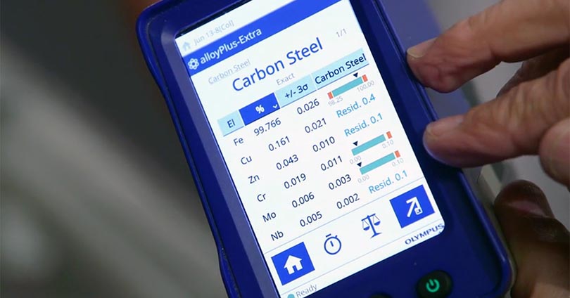 Vanta手持式XRF分析仪的结果屏幕