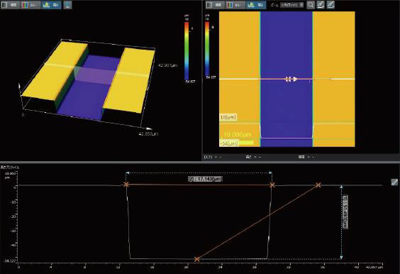 借助LEXT OLS5100 3D测量激光光学显微镜,可以测量微通道的形状和粗糙度。