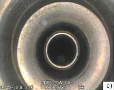 图2：使用IPLEX GX视频内窥镜拍摄的膛线磨损内视图。