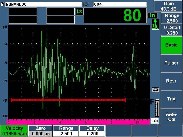 图4. 多孔性缺陷的指示信号