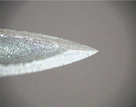 Only part of the bevel is in focus