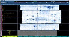 Both OmniScan and OmniPC allow simultaneous view of all Ultrasonic data (PV200 on OmniScan and PV100 in OmniPC shown)