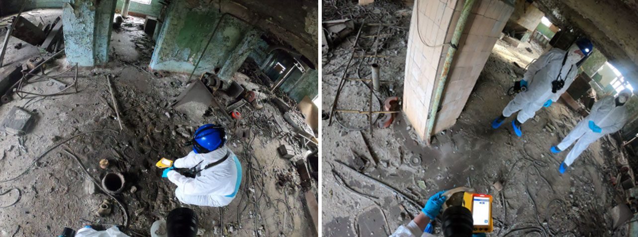 在切尔诺贝利禁区,研究人员正使用XRF分析仪测量土壤中的辐射