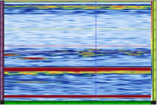 相控阵超声检测扫查速度：661 mm/s