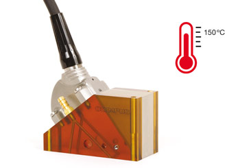 Available high-temperature wedge that is compatible with the A31, A32, and Evident Mini-Wheel encoder