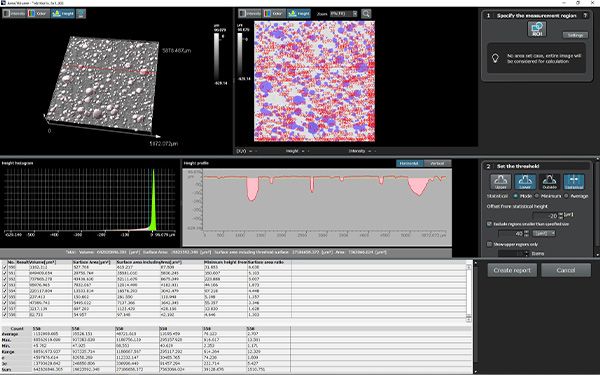 面积/体积测量(孔面积/体积)。