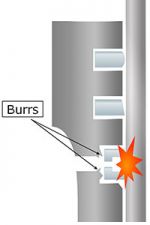 Piston ring grooves with a burr