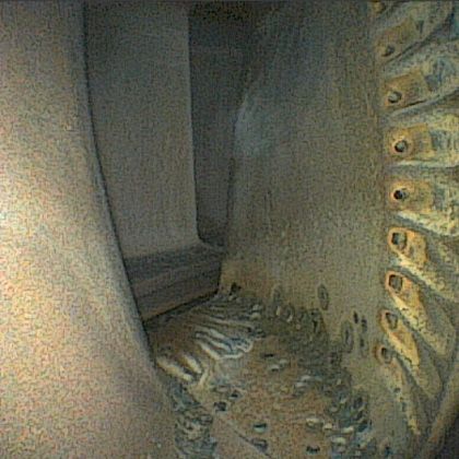 IPLEX TX II视频内窥镜获取的直升机GE CT7涡轮发动机内部叶片的图像